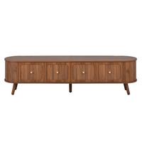 TV LOWBOARD Spiegel Holzoptik Hochschrank Stauraum - Walnussfarben, Holzwerkstoff (180/47/38cm) - Urban Meuble