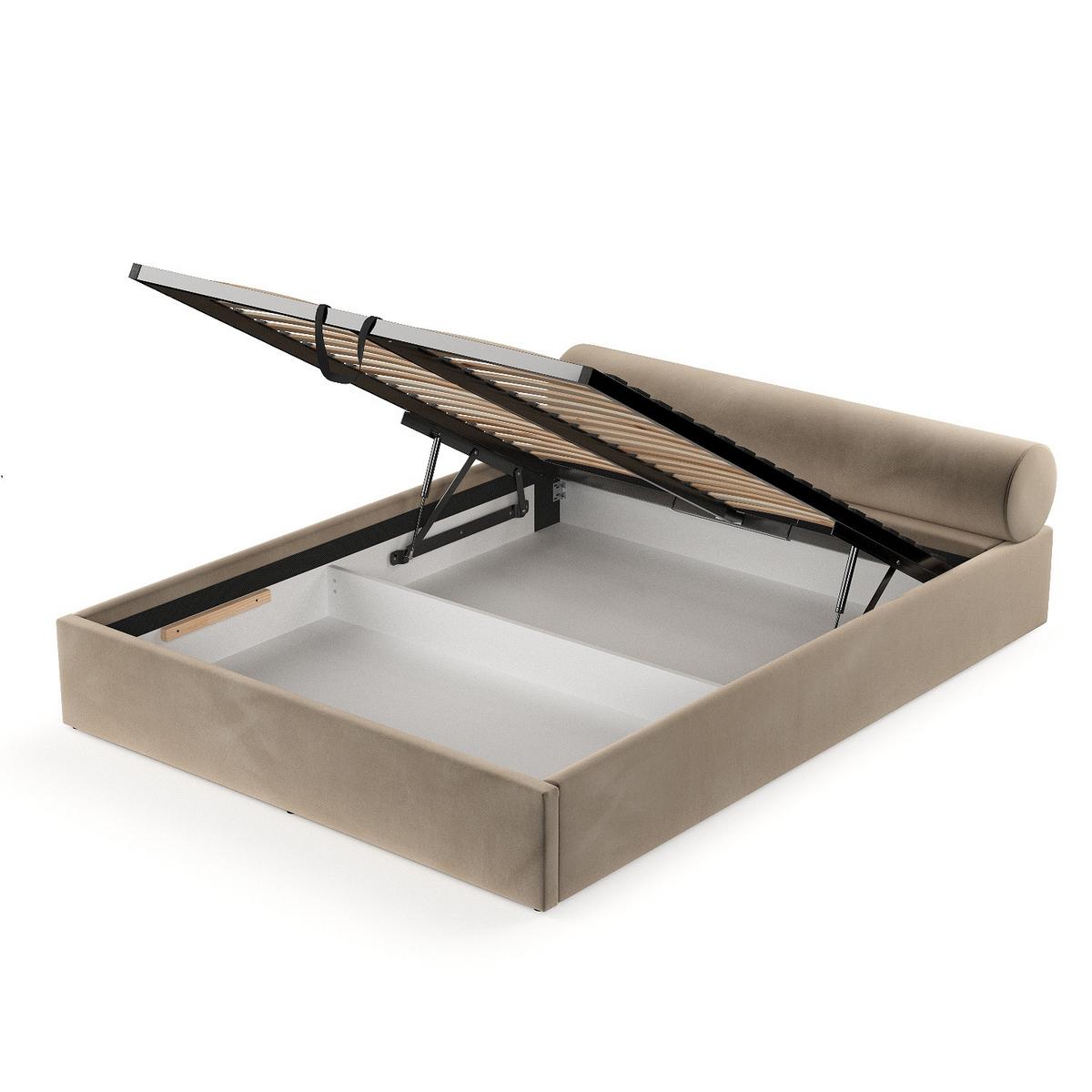 POLSTERBETT Solvo mit Stauraum 140/200 cm Taupe im Paros Stoff - Taupe/Schwarz, Holz/Holzwerkstoff (140/200cm) - AltaBeds