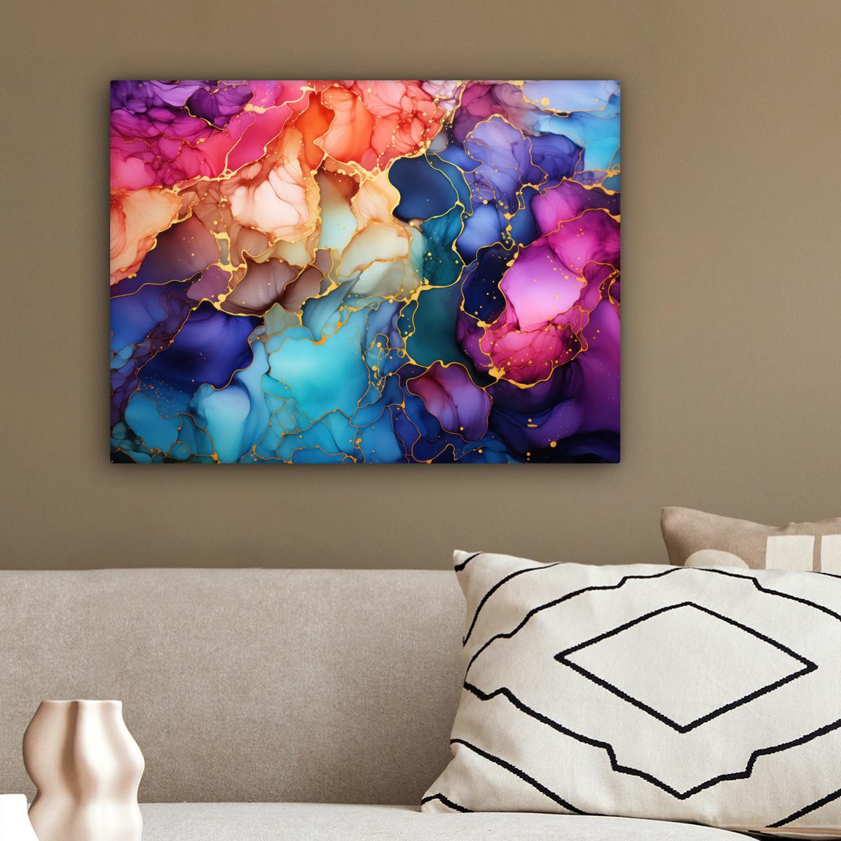 LEINWANDBILD Marmor - Bunt - Abstrakt Wandbild 40x30 cm - Multicolor, Textil (40/30cm) - MuchoWow
