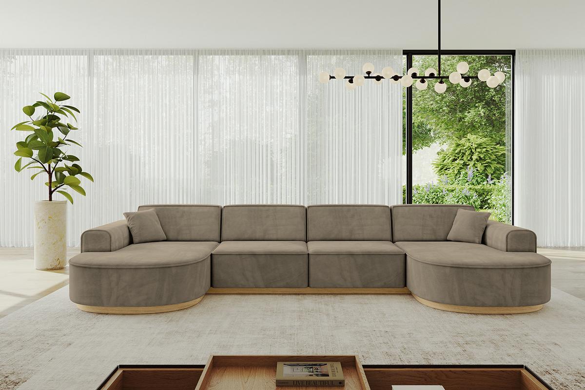 WOHNLANDSCHAFT MARI-U2-v2 - 388x171x83 cm Dunkelbraun Velours - Dunkelbraun, Holzwerkstoff/Textil (388/83/171cm) - ALTDECOR