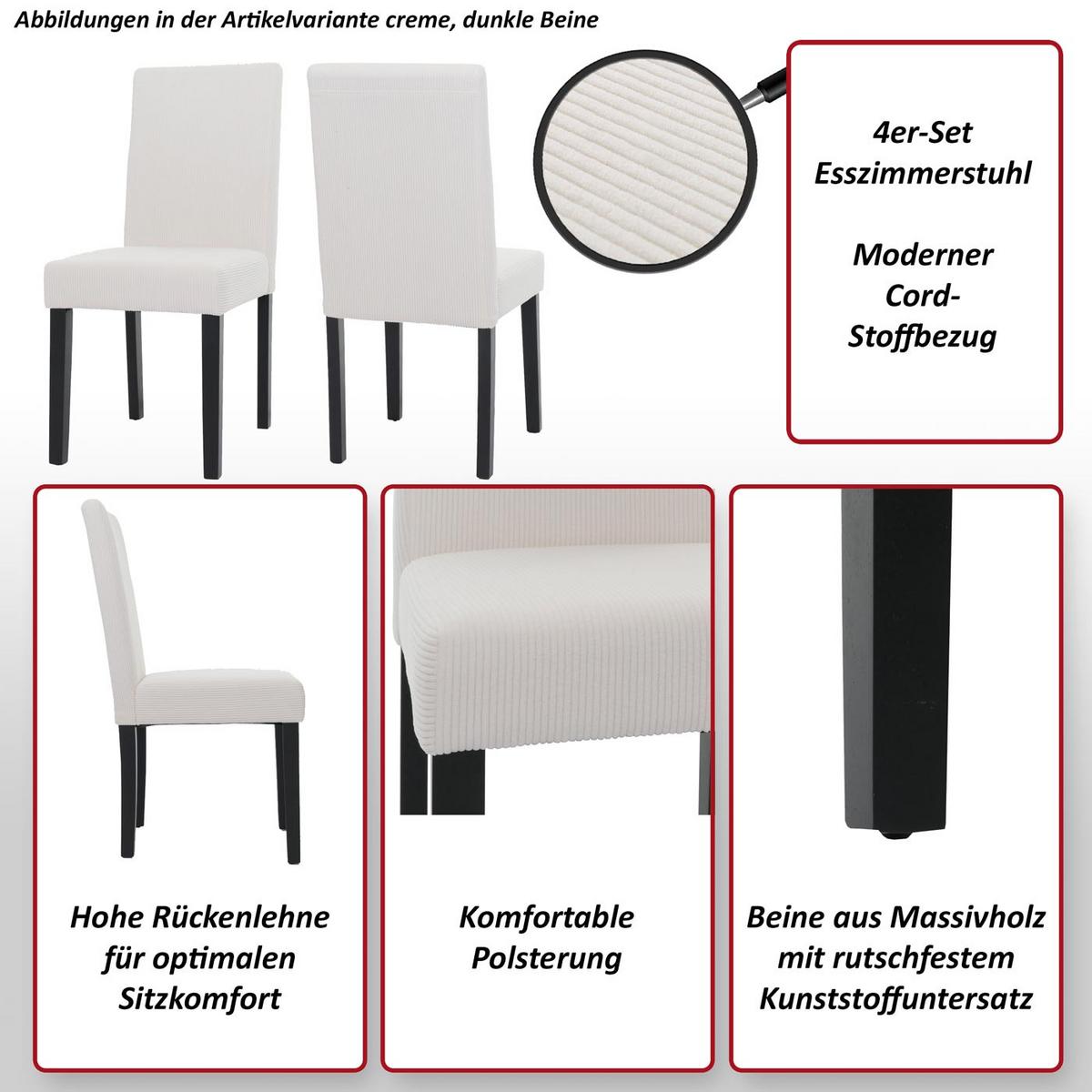 ESSZIMMERSTUHL Grau 4er-Set - Grau, Textil (42/90/50cm) - MCW