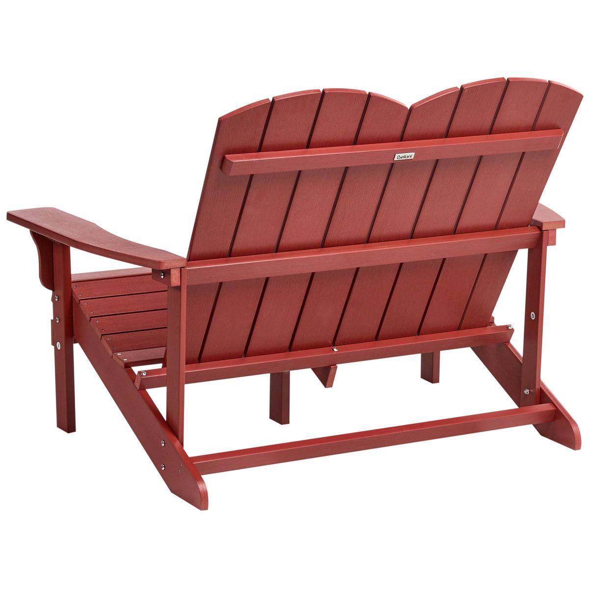GARTENBANK Adirondack 125 cm Rot - Dunkelrot, Kunststoff (125/91/73cm) - Beliani