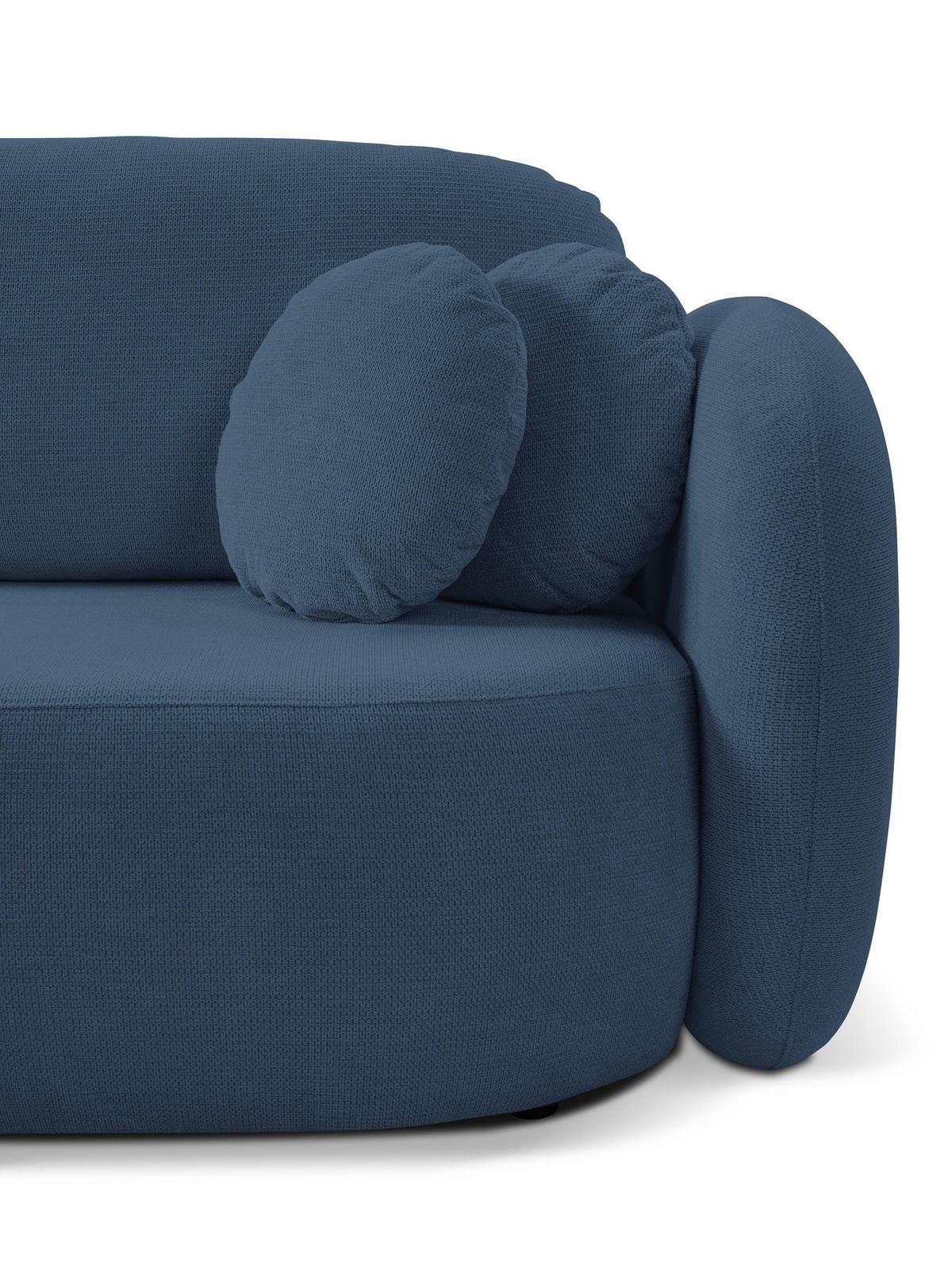 ECKSOFA AMICO L-S Dunkelblau Geflochtener Stoff mit Schlaffunktion - Dunkelblau, Holz (248/174cm) - MASSENO