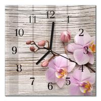 WANDUHR aus Glas 30x30 cm - Orchidee - Lila, Glas (30/30/0.4cm) - TULUP