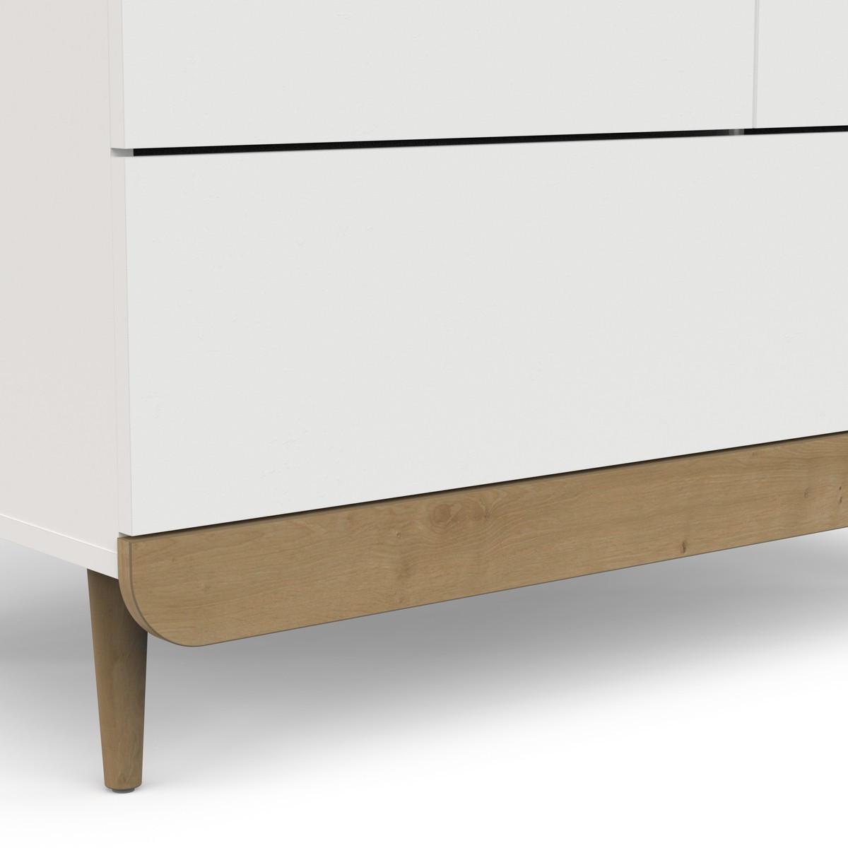 SCHRANK mit 2 Türen, 1 Schublade, Dekor in Weiß und mittlerem Eichenholz 100,6/56,5/194 cm - Weiß, Holzwerkstoff (56.5/194/155cm) - Calicosy