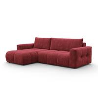 ECKSOFA VERONA 4-Sitzer links, Dunkelrot - Schwarz/Dunkelrot, Holz/Textil (266/173cm) - Courtois Laville