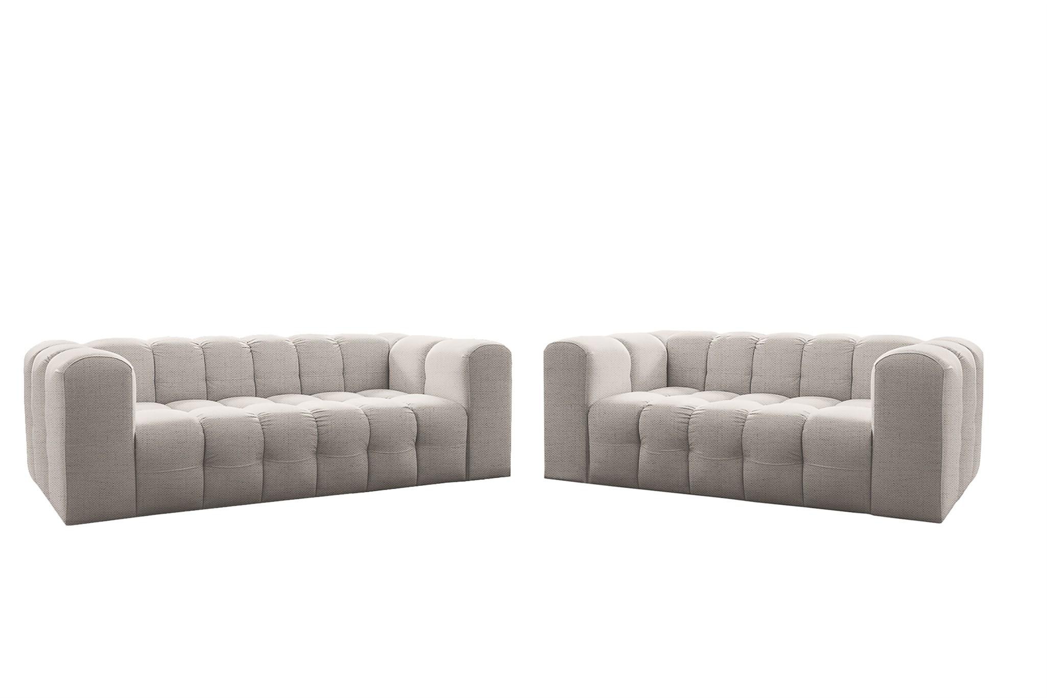 SOFASET Solvie 2-3 In Moly - Creme, Holzwerkstoff/Textil (230/75/106cm) - Fun Möbel