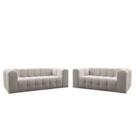 SOFASET Solvie 3-4 In Moly - Creme, Holzwerkstoff/Textil (250/75/106cm) - Fun Möbel