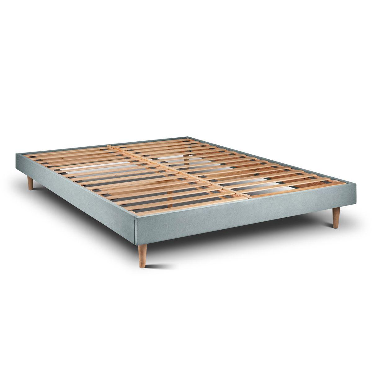LATTENROST – Samtstoff – Bausatz zur Selbstmontage - 180x200 cm - Beige/Blaugrau, Karton/Holz (180/200cm) - Sommeil de Plomb