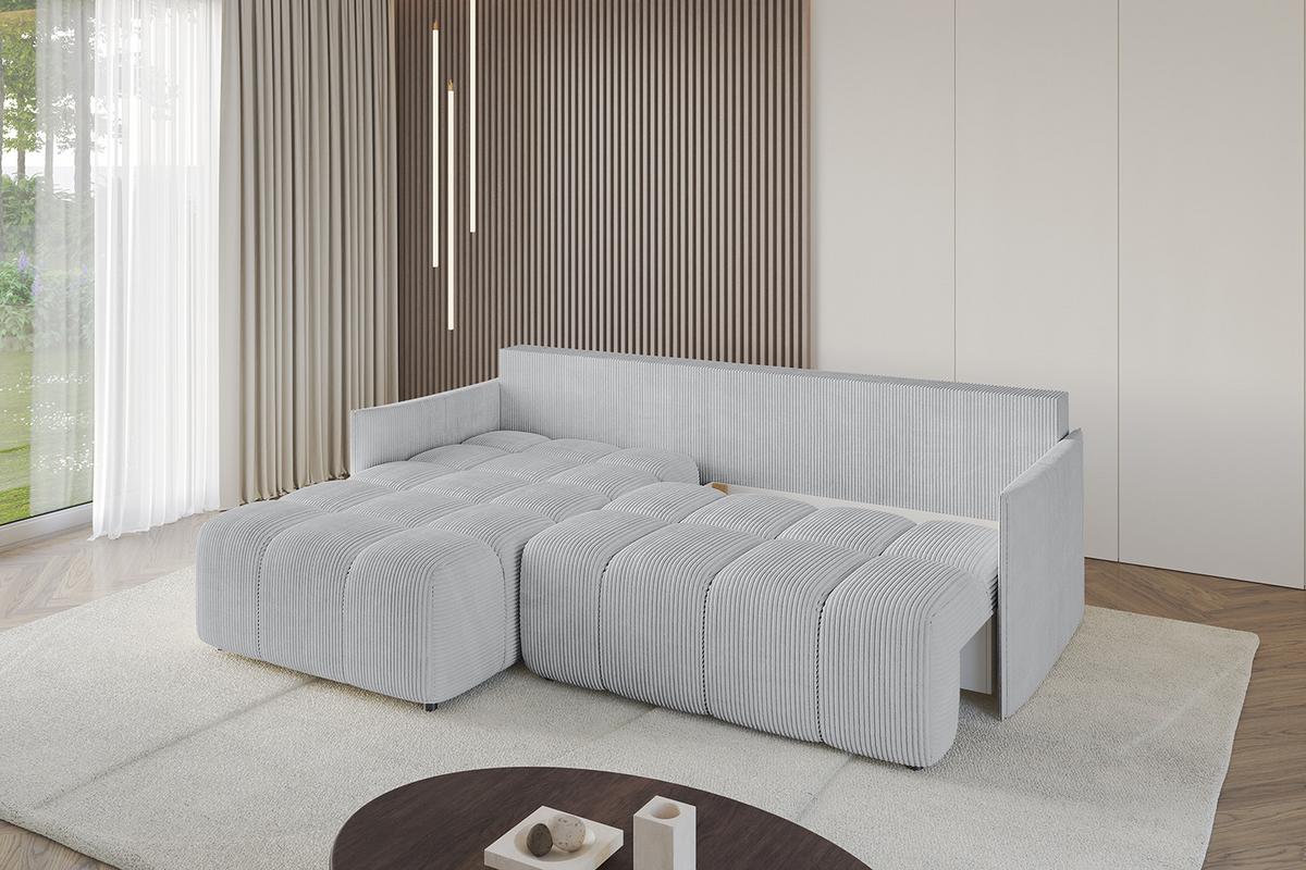 ECKSOFA Ottomane links LONLI-L 251x189x68 Grau Cord - Grau, Holzwerkstoff/Kunststoff (251/189cm) - ALTDECOR