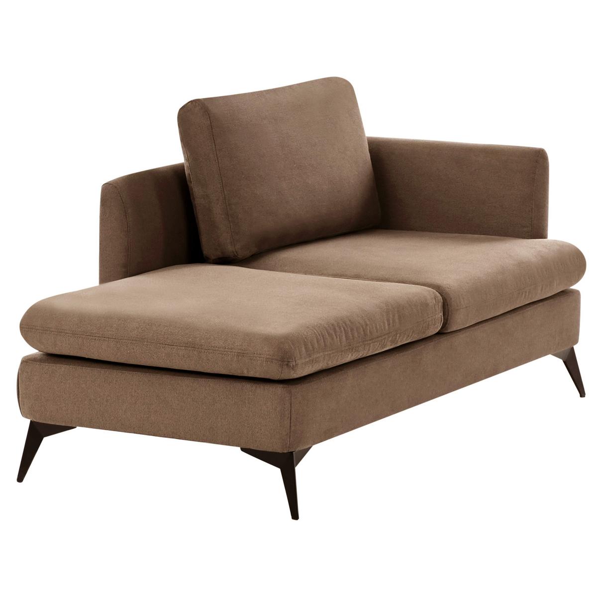 CHAISELONGUE-RECHTSSEITIGE Stoff Braun Sievoz - Schwarz/Braun, Textil (155/84/85cm) - Beliani