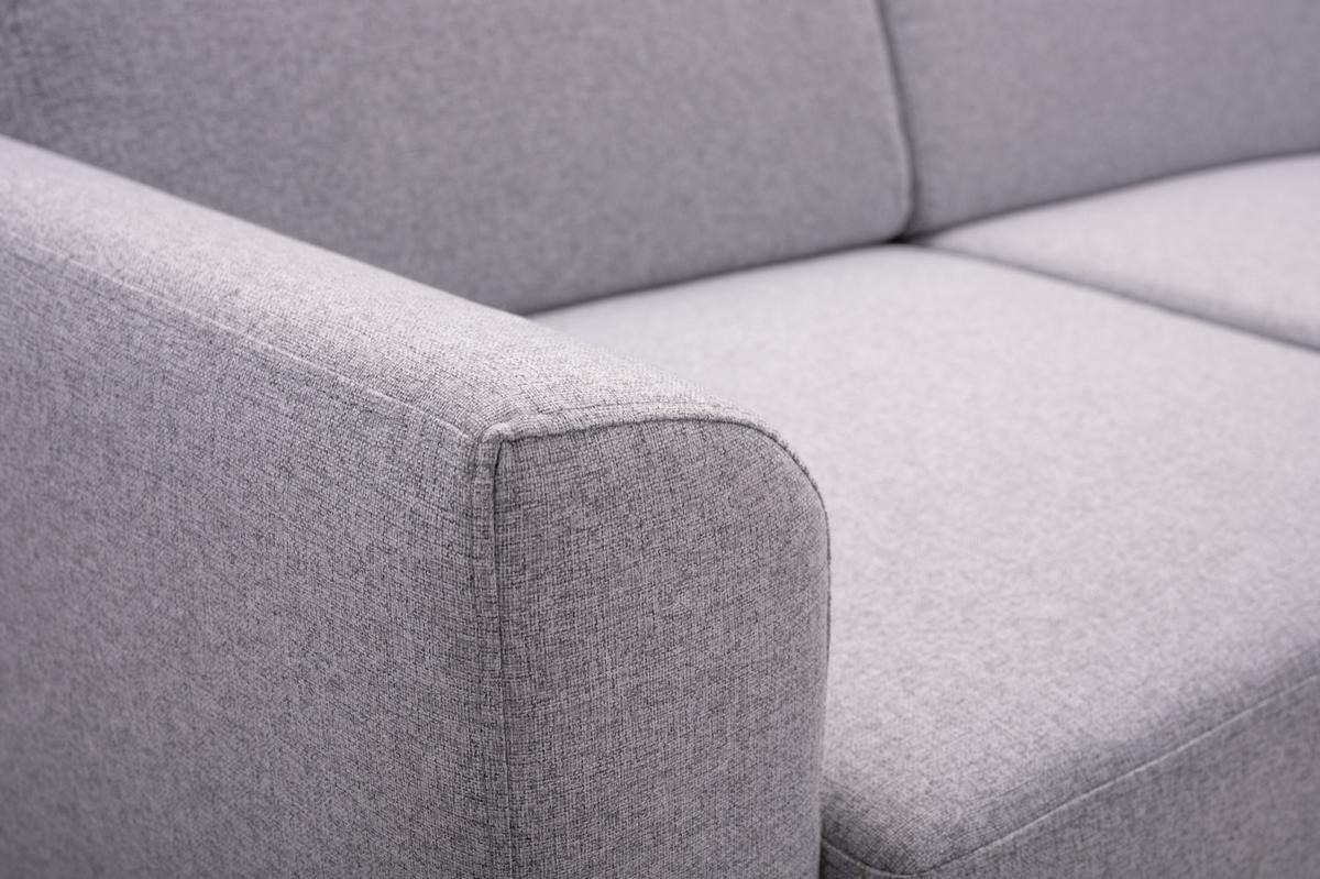 ECKSOFA SAPORE Grau Geflochtener Stoff mit Schlaffunktion - Grau, Holz (235/170cm) - MASSENO