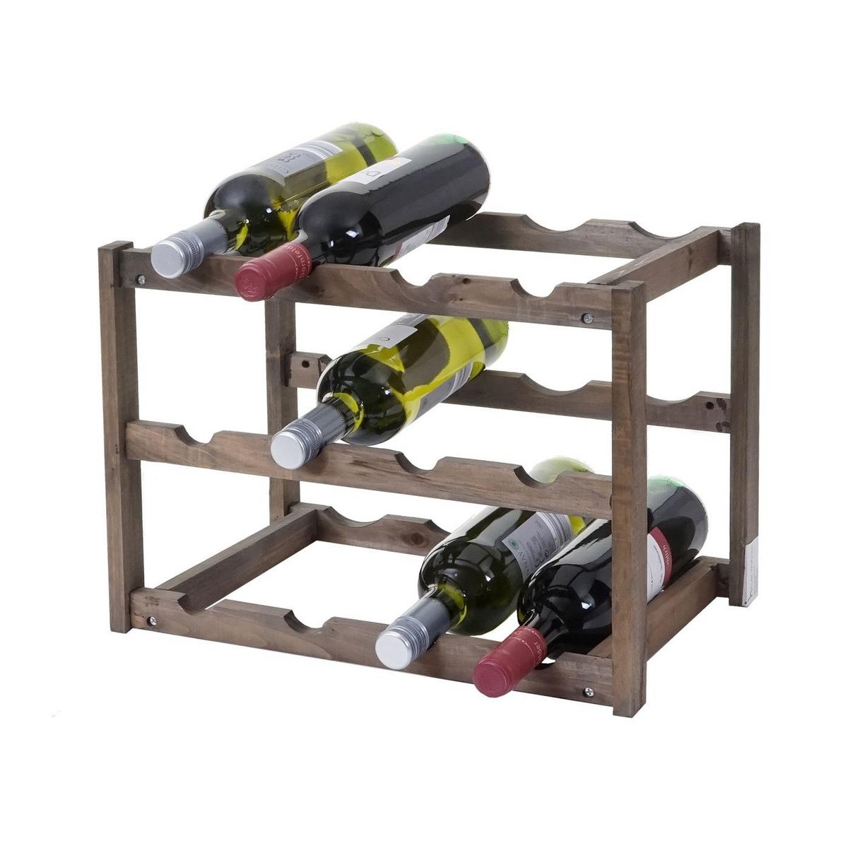 WEINREGAL 3 BÖDEN Braun - Braun, Holz (42/30/36cm) - MCW