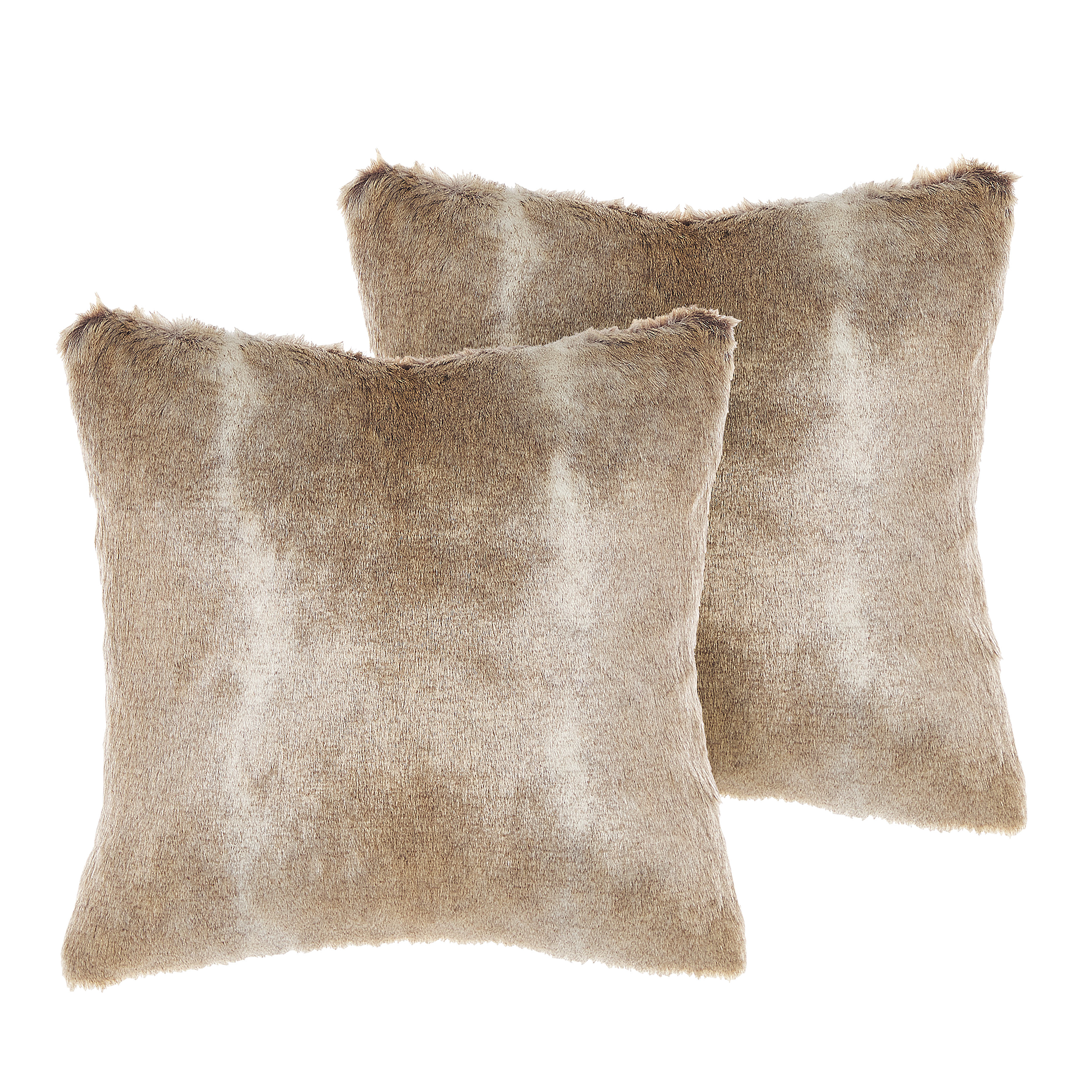 DEKOKISSEN 2er-Set Hellbraun 45/45 cm Hordeum - Hellbraun, Kunststoff/Textil (45/45cm) - Beliani