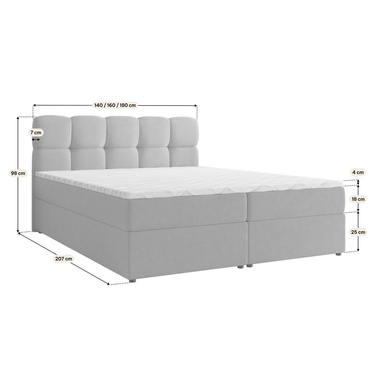 BOXBETT MERU 160x200 cm mit Matratze und Topper - Creme - Creme, Holz (160/200cm) - MASSENO