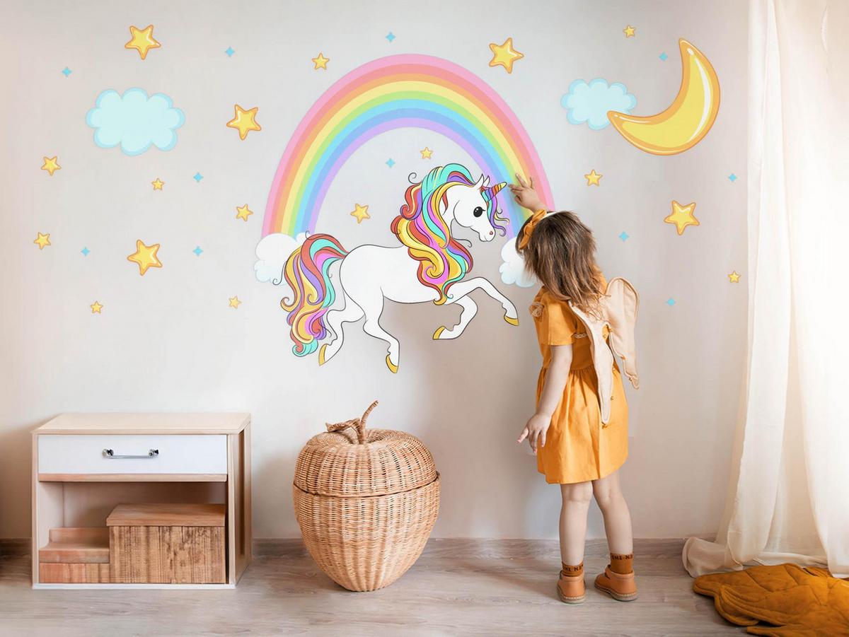 WANDAUFKLEBER 60x108cm - Regenbogenträume - Multicolor, Kunststoff (60/108/0.1cm) - Wallfluent