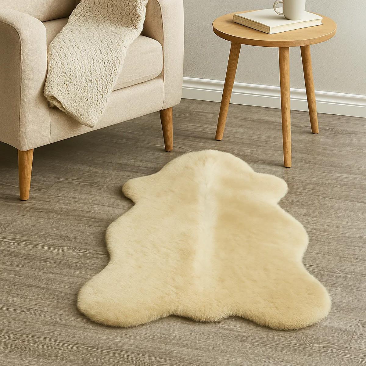 SCHAFFELL Kurzhaar Creme Natur ca. 70 cm - Beige/Creme, Fell (40/70cm) - Provellus