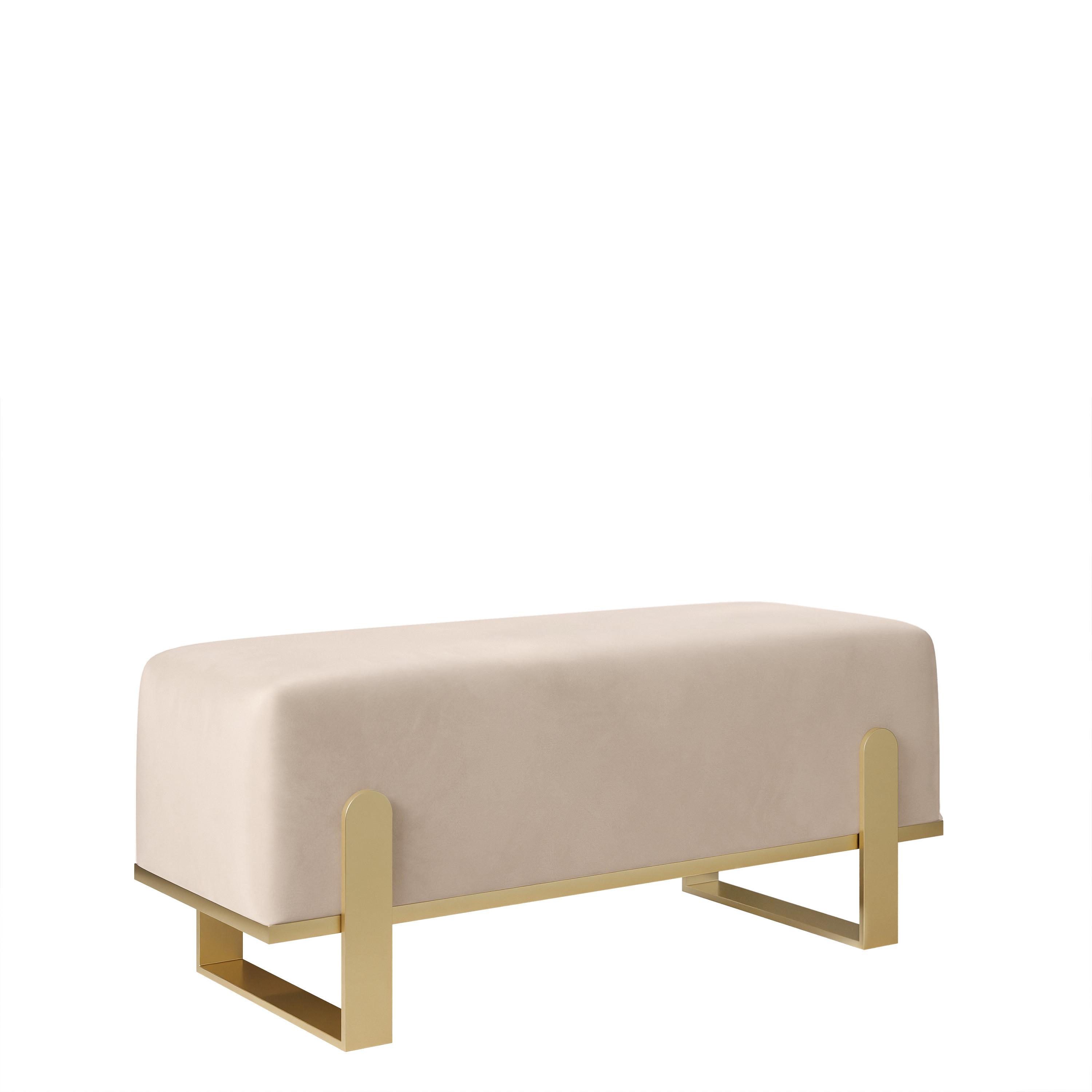 POLSTERBANK MARA 80 cm Gold / Beige ,Metallgestell - Beige, Textil/Metall (80/47/35cm) - Idohome