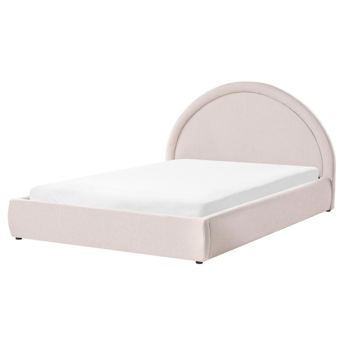 BETT mit Stauraum 160/200 cm Stoff Hellbeige Mouzon - Beige, Textil (160/200cm) - Beliani