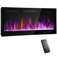ELEKTROKAMIN mit Heizung 11 farbigen Flammeneffekten 12 Kristallfarben - Schwarz, Metall (9.4/47/106.7cm) - HOMCOM