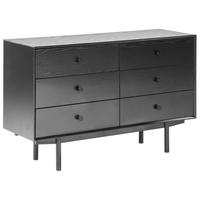 KOMMODE mit 6 Schubladen Schwarz Alcester - Schwarz, Holzwerkstoff (120/75/40cm) - Beliani