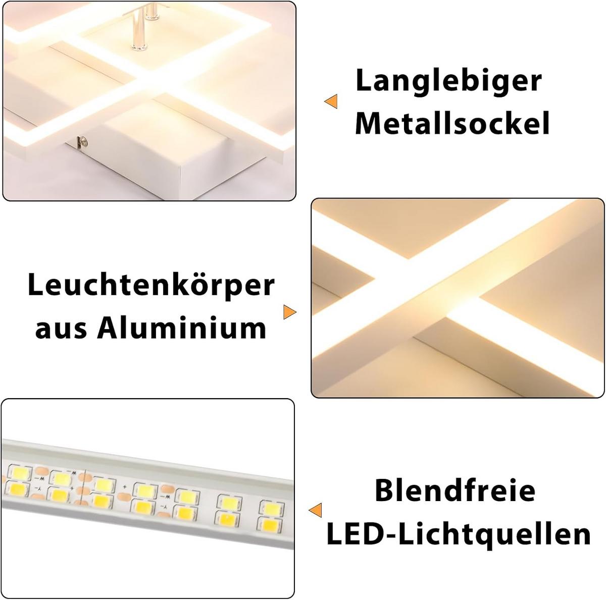 LED-DECKENLEUCHTE Kranzfluch 40.0/9.0/40.0 cm - Weiß, Metall (40/40/9cm) - ZMH