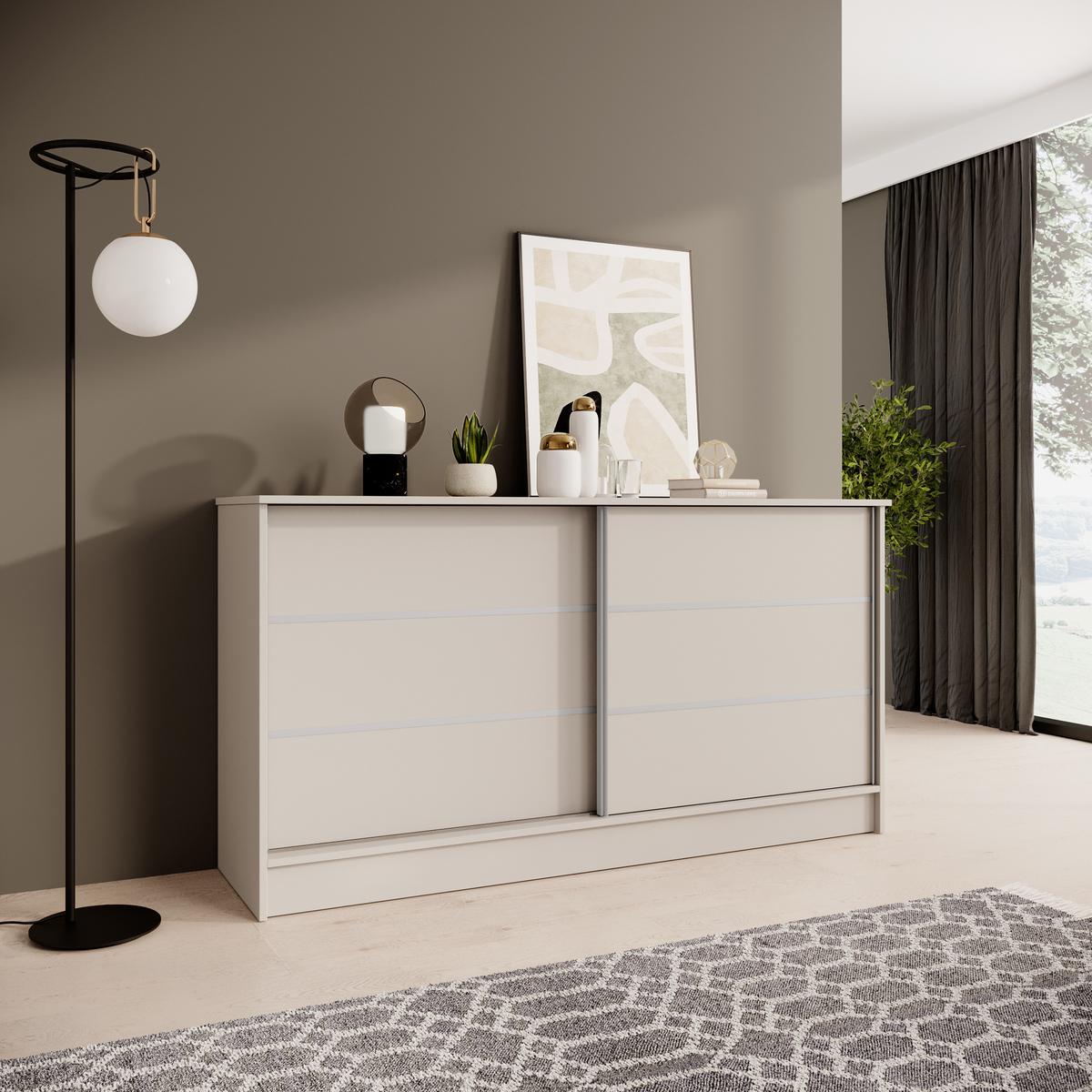 KOMMODE Mirela mit 2 Schiebetüren 160 cm, Kaschmir - Kaschmir, Holzwerkstoff (161/85/43.5cm) - Beautysofa