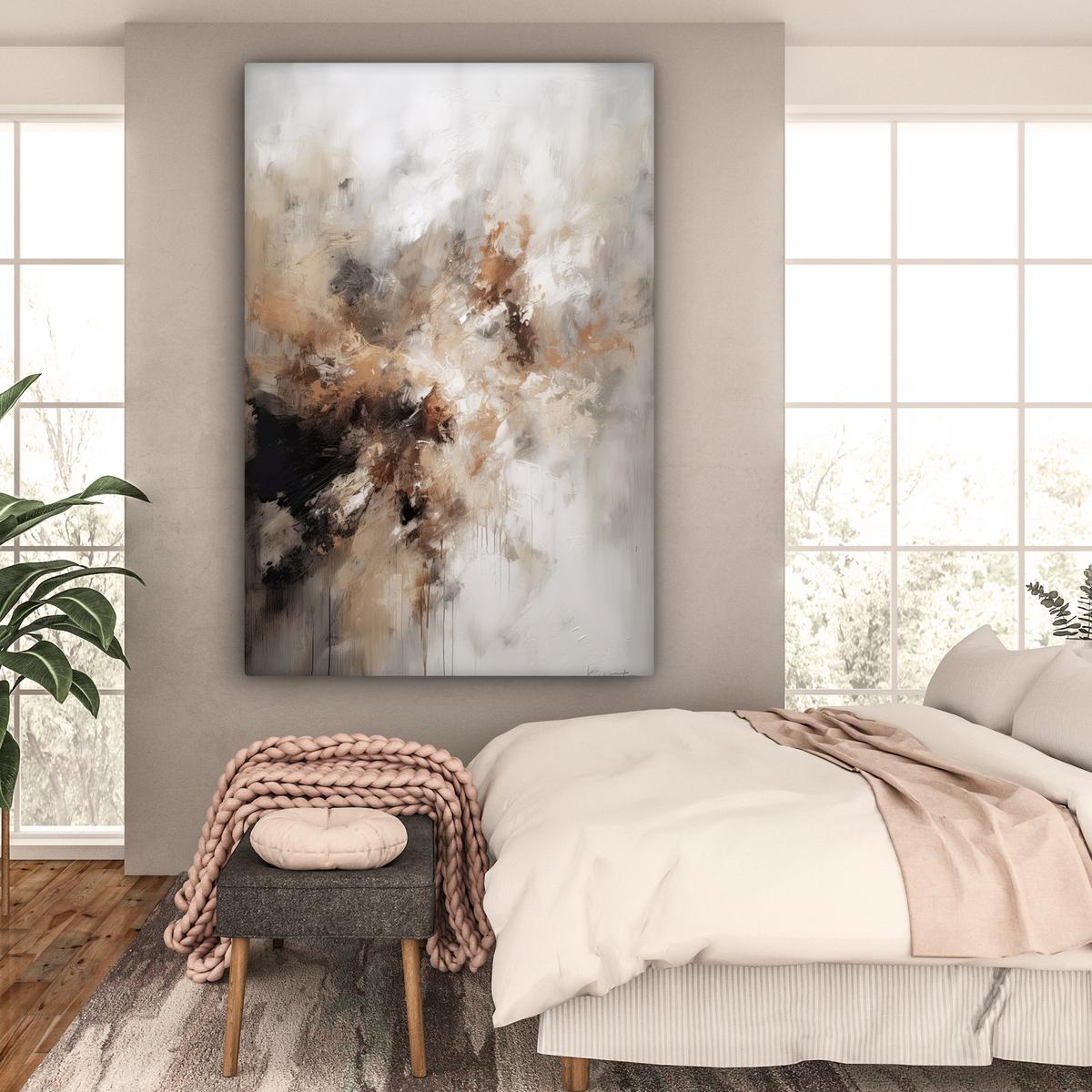 LEINWANDBILD Farbe - Abstrakt - Beige - Kunst Deko Groß 90x140 cm - Greige, Textil (90/140cm) - MuchoWow