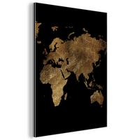 METALLBILD Weltkarte - Gold - Luxus - Erde - Schwarz 60x80 cm - Goldfarben, Metall (60/80cm) - MuchoWow