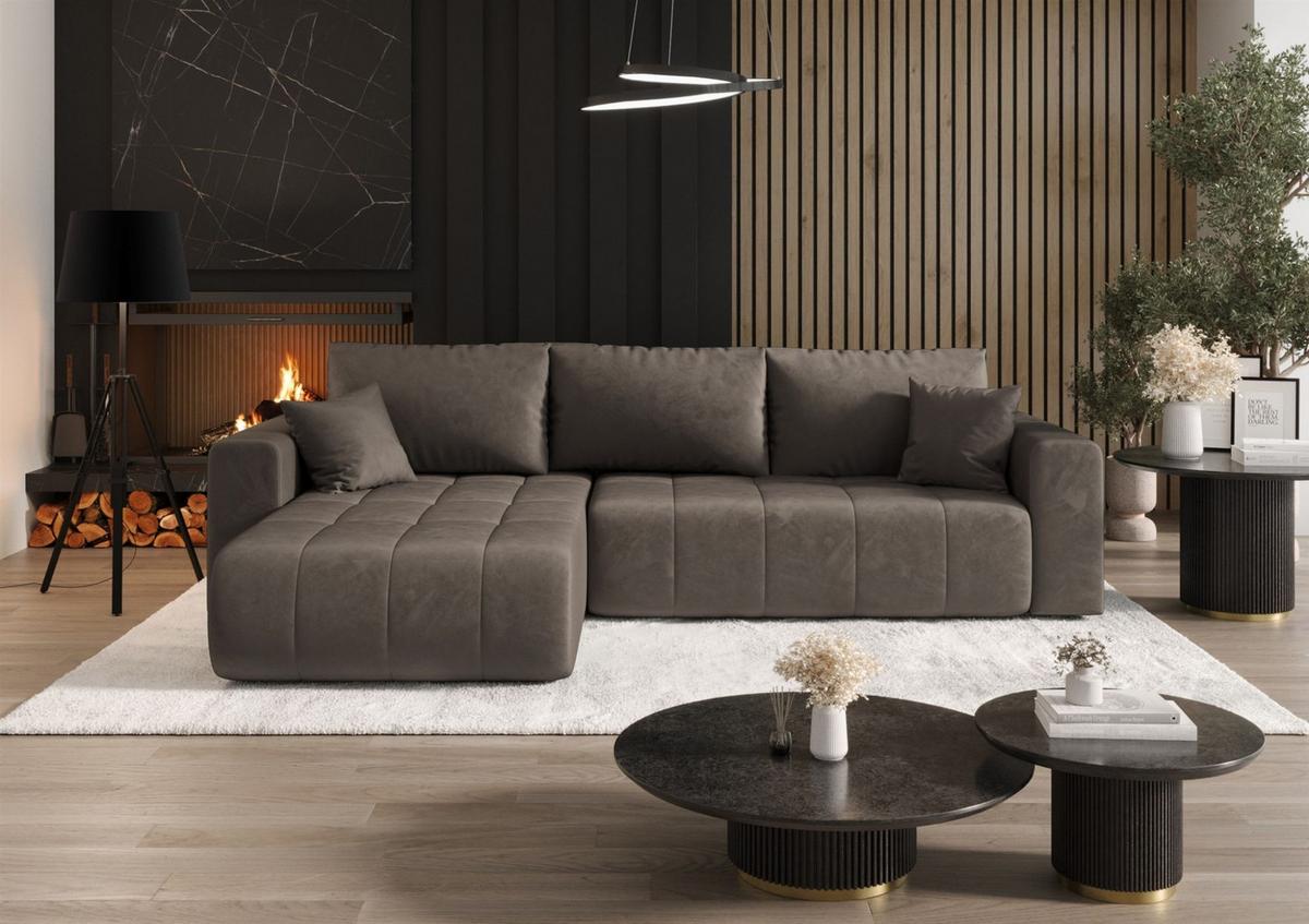 ECKSOFA Camila - Dunkelbraun, Holzwerkstoff/Textil (280/185cm) - Fun Möbel