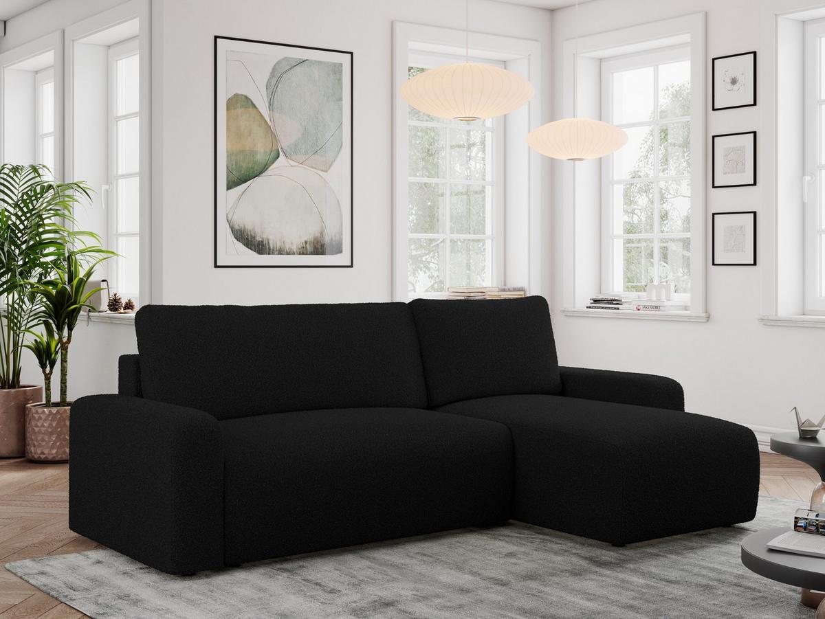 ECKSOFA ARGOS Schwarz Boucle - Schwarz, Kunststoff/Textil (245/150cm) - MKS