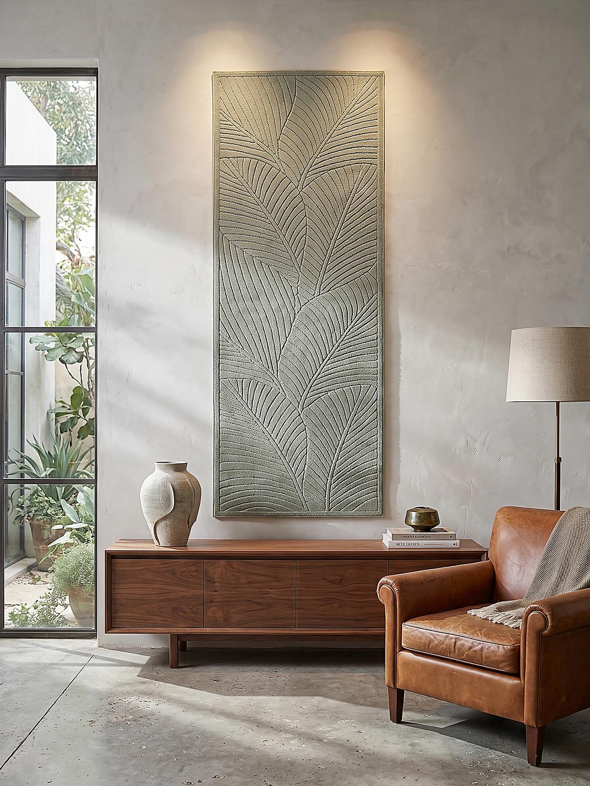 LÄUFER Outdoor, Fußbodenheizung-geeignet, mit Blattmotiv, ENGADIN in Salbeigrün, 80 x 150 cm - Grün, Textil (80/150cm) - KADIMA DESIGN