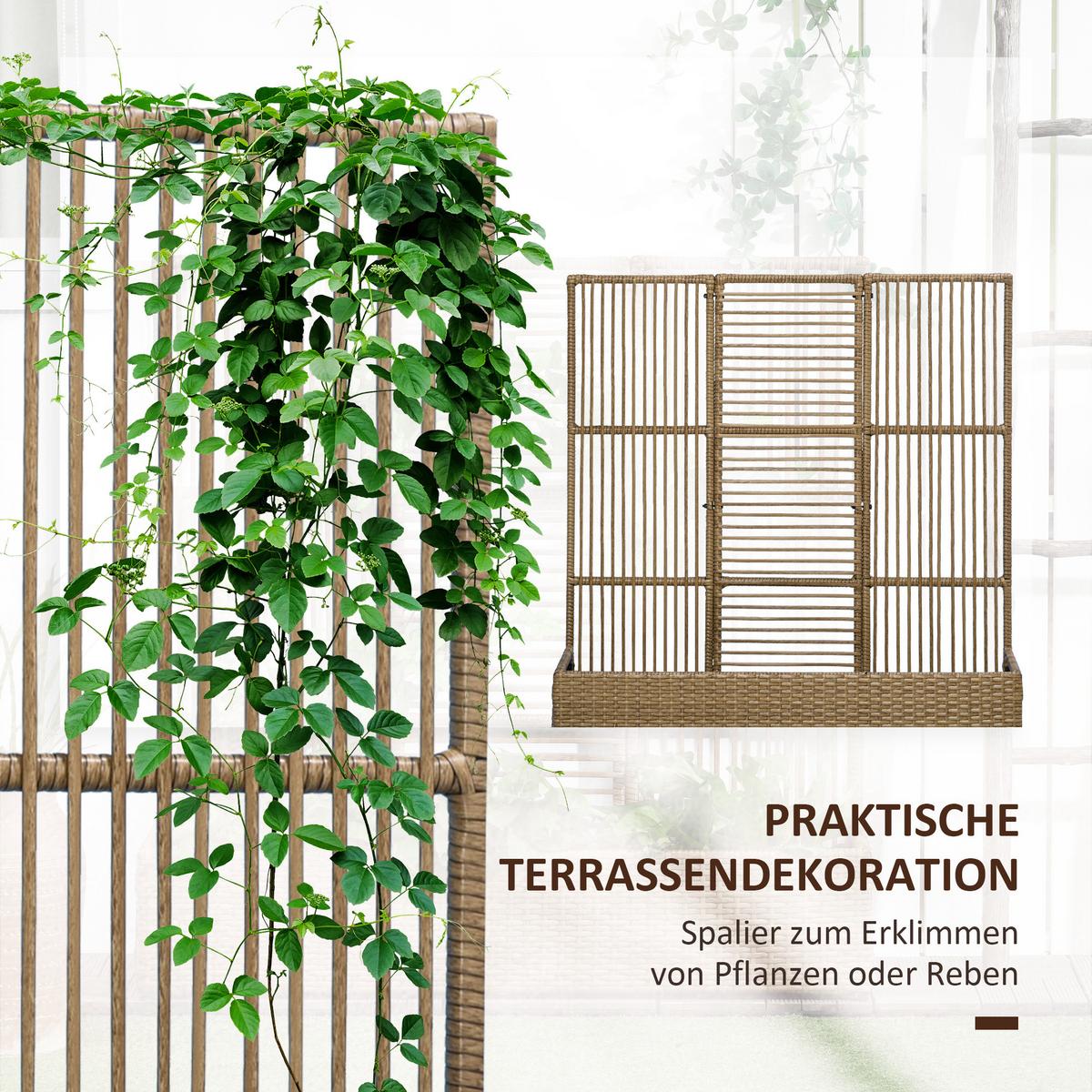 POLYRATTAN Hochbeet, Pflanzenkasten - Sandfarben, Metall (29/103/103cm) - Outsunny