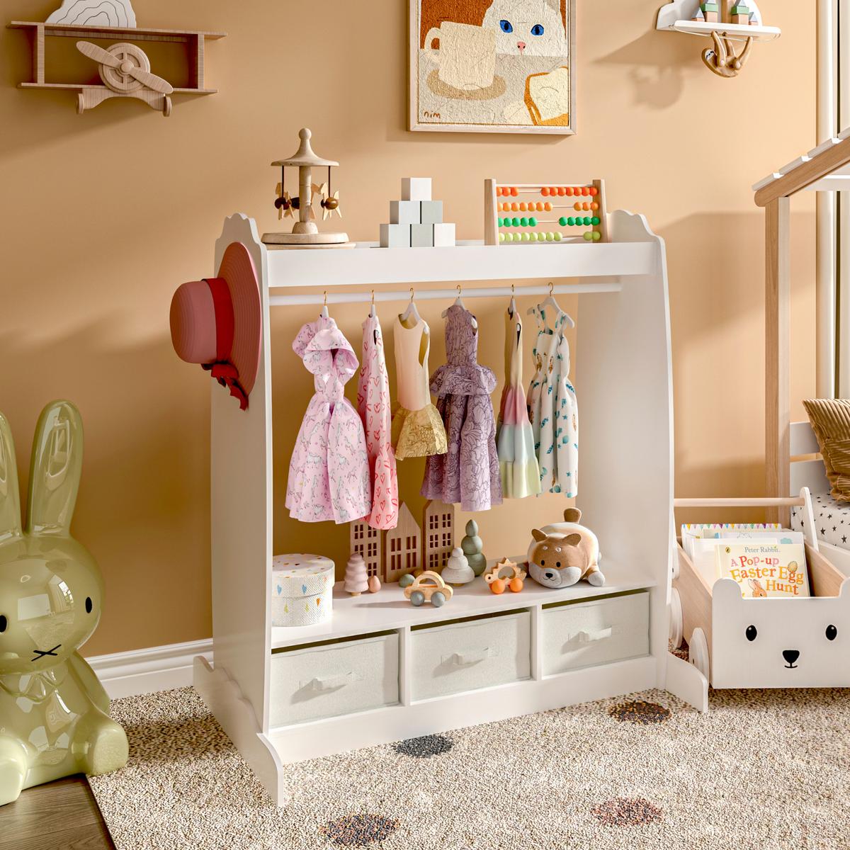 KINDERGARDEROBE Moskenes - Weiß, Holzwerkstoff (95/106.5/61cm) - [en.casa]