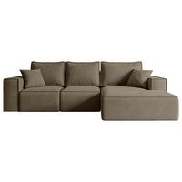 ECKSOFA mit Schlaffunktion und Bettkasten SERRA-L-S - 266x161x87 cm Braun Velours - Schwarz/Braun, Holzwerkstoff/Kunststoff (266/161cm) - ALTDECOR