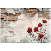 FOTOTAPETE Betonwand Blumen Vlies Tapete Wohnzimmer Schlafzimmer 150x105 - Multicolor, Papier (150/105cm) - Wallarena