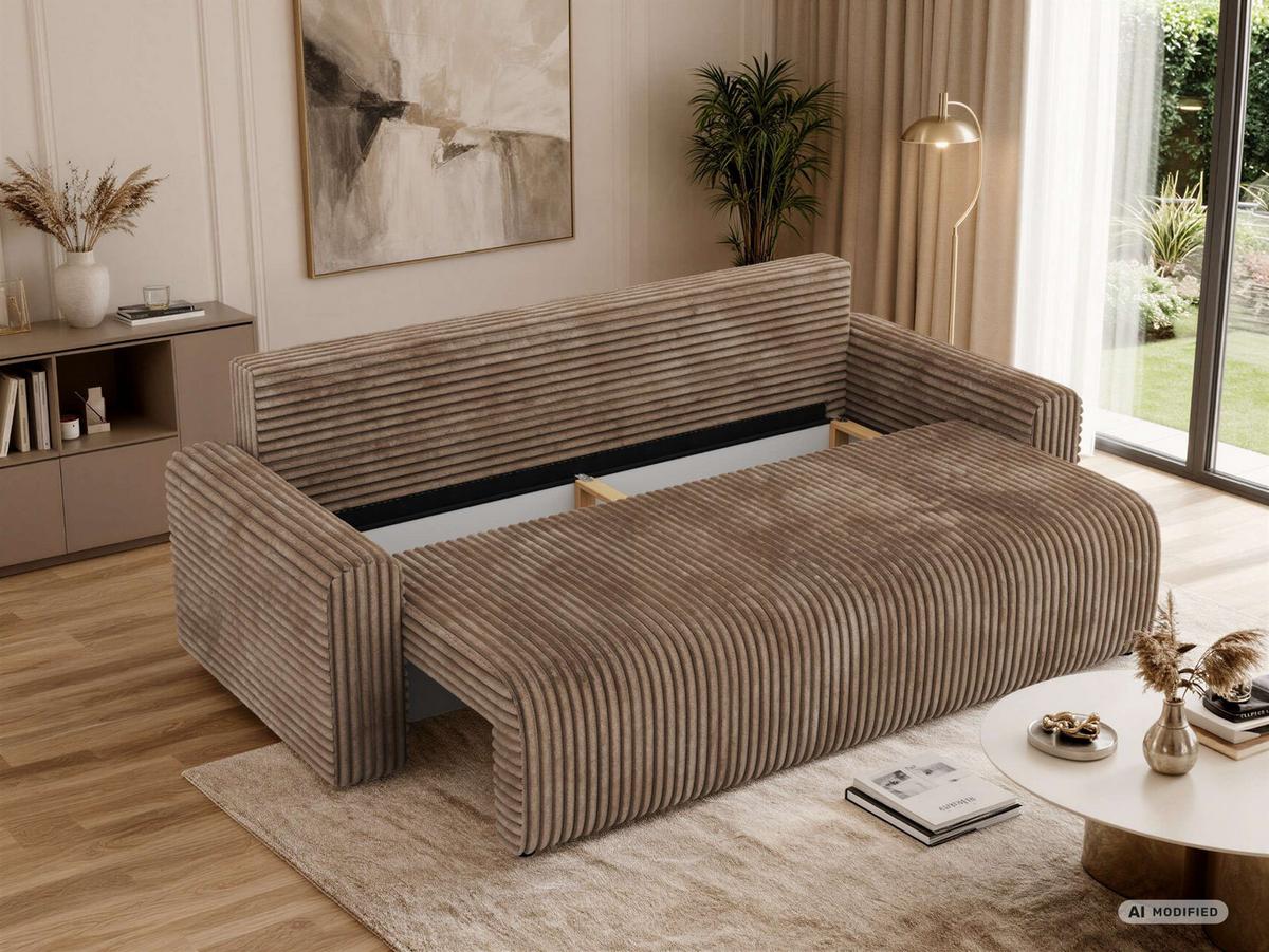 3-SITZER-SOFA NESSARO - Braun Cord - Schwarz/Braun, Kunststoff/Textil (243/92/90cm) - MKS