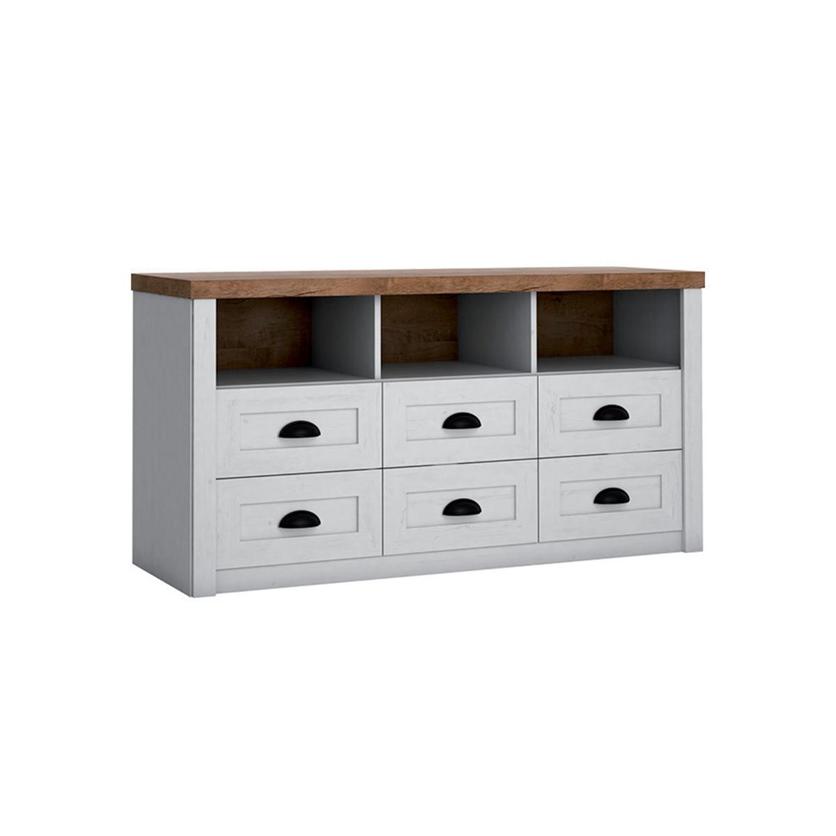 SIDEBOARD Léandre Weiß und Holz - Weiß, Holzwerkstoff (130.2/68.1/43.3cm) - Petits-meubles