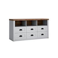 SIDEBOARD Léandre Weiß und Holz - Weiß, Holzwerkstoff (130.2/68.1/43.3cm) - Petits-meubles