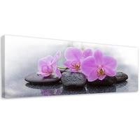 WANDBILD rosa orchideen und steine - Pink, Textil (90/30cm) - Feeby