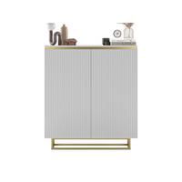 HIGHBOARD Selene 2D Weiß Matt 111 cm goldfarbener Rahmen - Goldfarben/Weiß, Holzwerkstoff/Metall (111/125/35cm) - Meble Lindner