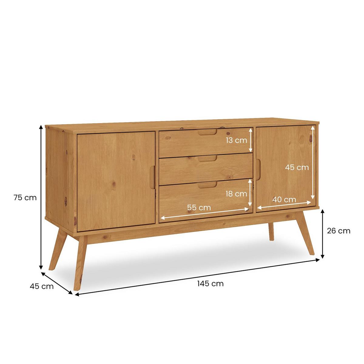 SIDEBOARD TIVOLI braun - Braun, Holz (145/75/45cm) - IDIMEX