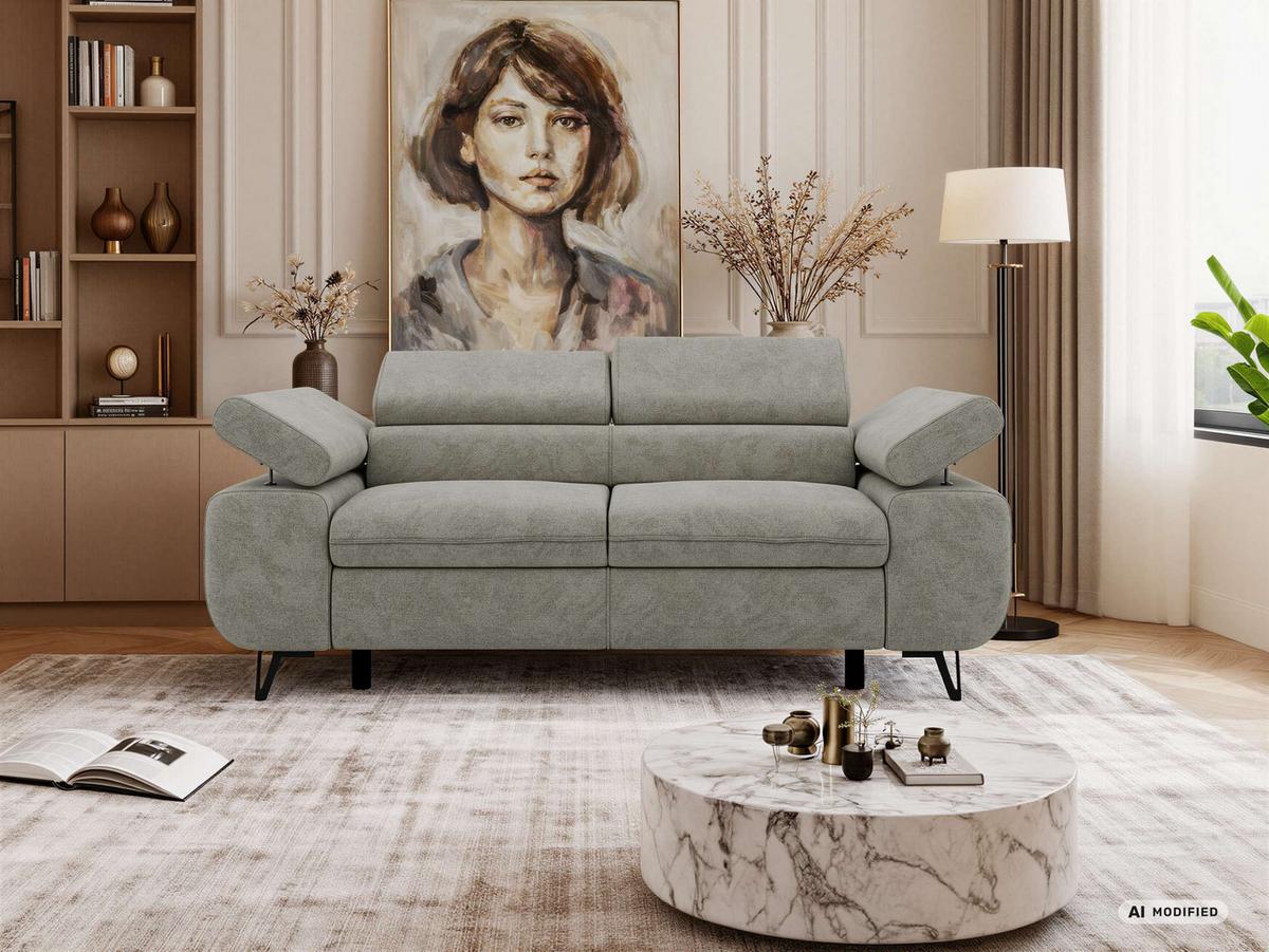 2-SITZER SOFA PETER - Grau Stukture - Graphitfarben/Schwarz, Textil/Metall (200/76/99cm) - MKS