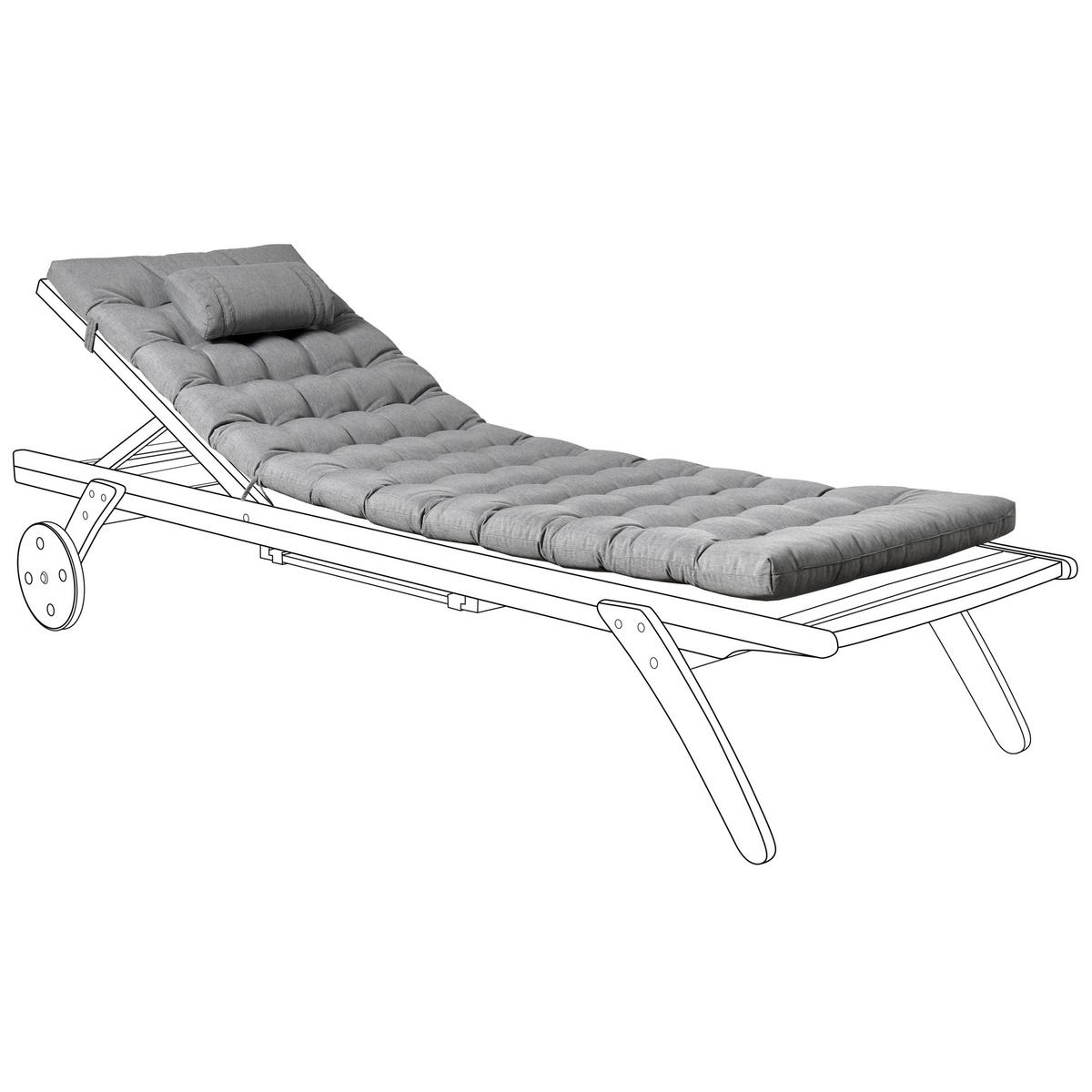 LIEGENAUFLAGE Grau meliert 56/189 cm Cesana Premium - Grau, Textil (189/5/56cm) - Beliani