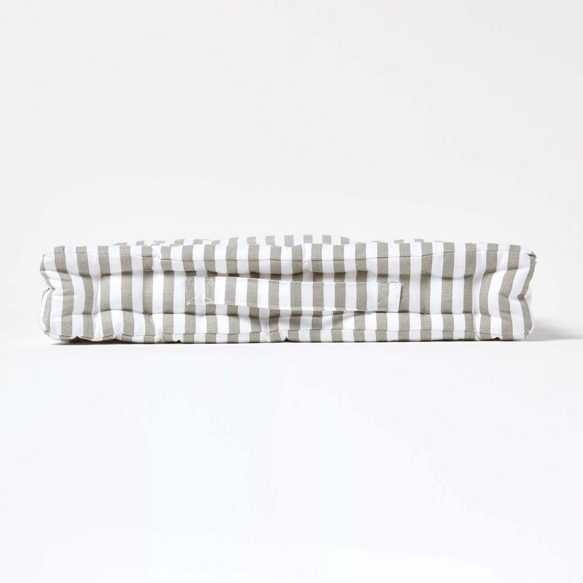 SITZKISSEN grau-weiß gestreift 50/50/10 cm - Grau, Textil (50/50/10cm) - Homescapes