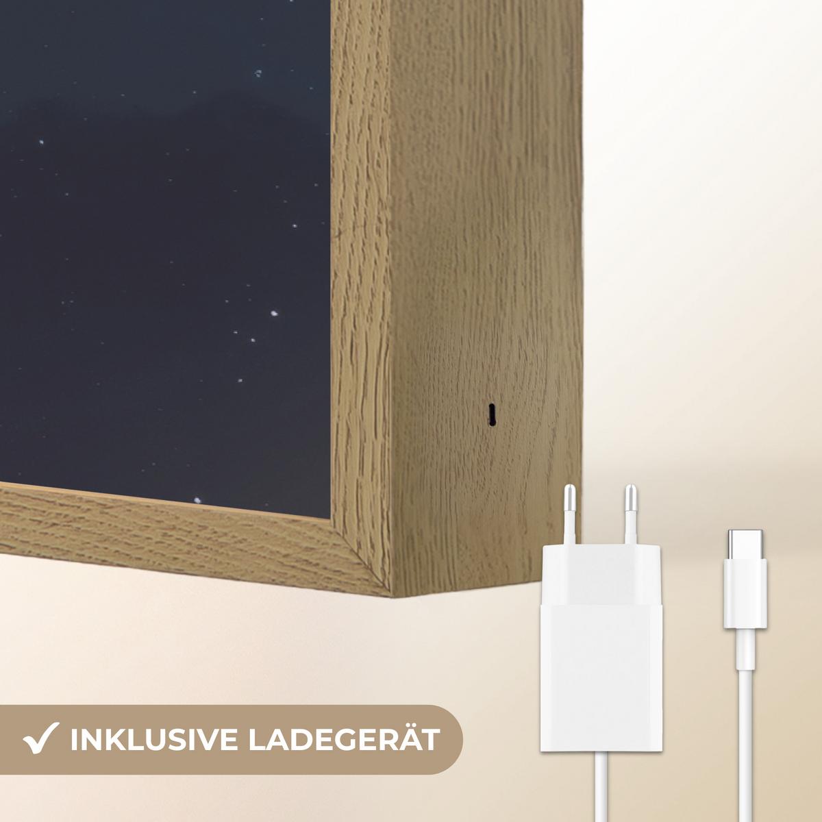 NACHTTISCHLAMPE MIT AKKU Teddybär - Mond - Wolken - Sterne 90x60 cm - Dunkelblau, Holzwerkstoff (8/90/60cm) - OnlyWow