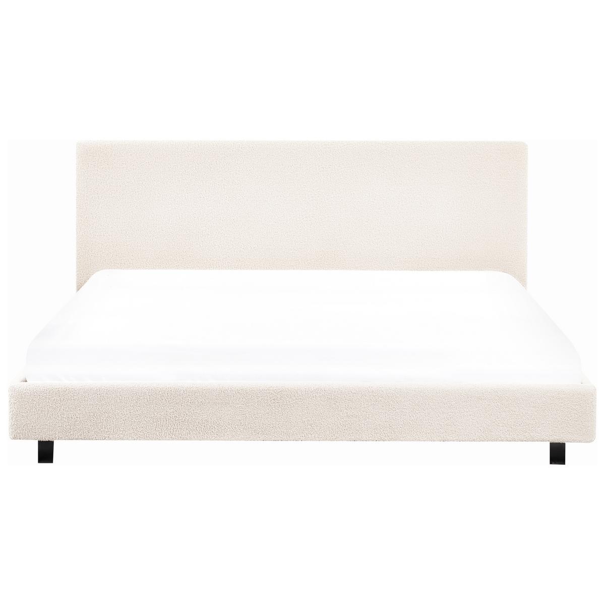 BETT mit Lattenrost 180/200 cm Cremeweiß Albi - Schwarz/Weiß, Textil (180/200cm) - Beliani