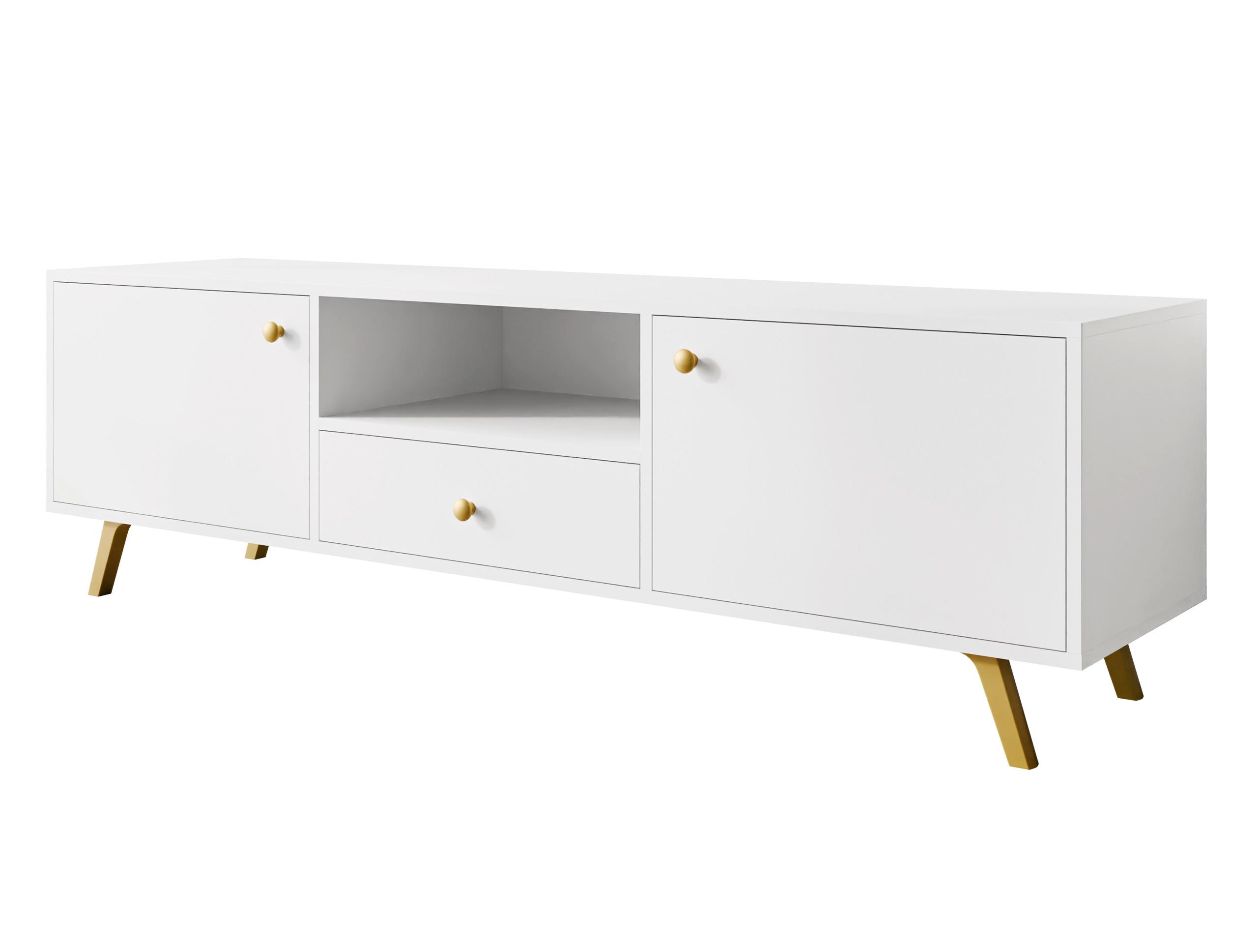 TV-ELEMENT Siena 160 - Goldfarben/Weiß, Holzwerkstoff/Metall (160/48/41cm) - MIRJAN24