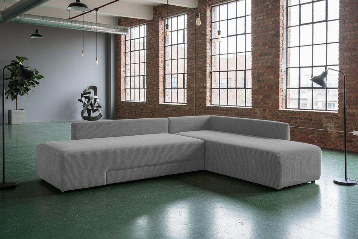 SCHLAFSOFA SADIRA Grau Cord - Schwarz/Grau, Kunststoff/Textil (288/209cm) - KAWOLA