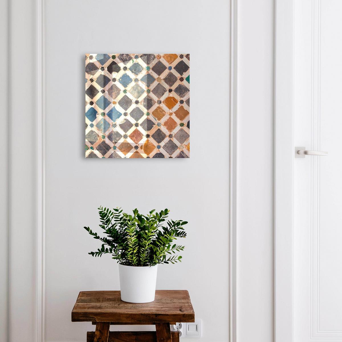 SCHLÜSSELBOX Schwarz 30x30 cm- Türöffnung nach rechts - Farbenfrohes Mosaik - Blau, Metall (30/30/5cm) - TULUP